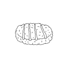 Burger patty minced meat grilled at barbecue, doodle style vector illustration