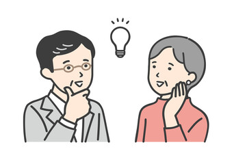 アイデアを思いつくシニア夫婦