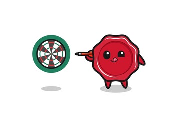 Obraz premium cute sealing wax is playing dart