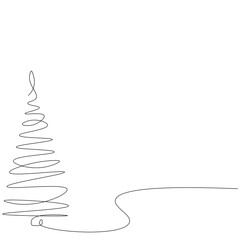 Christmas tree silhouette line draw vector illustration