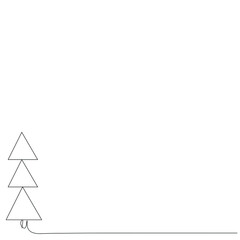 Christmas tree silhouette line draw vector illustration