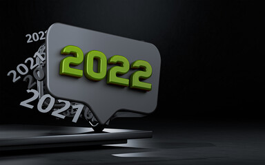 Happy New Year 2022 dark trendy backgrounds for branding, banner, cover, card, social media, poster