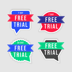 Free trial stickers pack of four. - Vector.