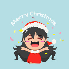 Illustration of a little girl wearing santa clothes. Concept illustration of Christmas day