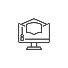 E-learning, online education line icon