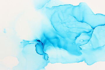 art photography of abstract fluid painting with alcohol ink, blue color