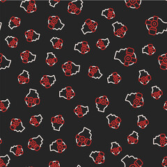 Line Virtual reality glasses icon isolated seamless pattern on black background. Stereoscopic 3d vr mask. Optical head mounted display. Vector