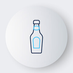 Line Champagne bottle icon isolated on white background. Merry Christmas and Happy New Year. Colorful outline concept. Vector