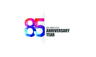 85 year anniversary full color polygon geometry style background for event, birthday, gift - vector