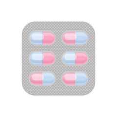 Medicine and pills in pack vector colorful icon. Medical elements - drugs, packs, bottles.