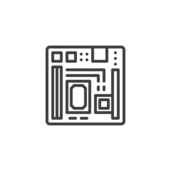 Computer motherboard line icon