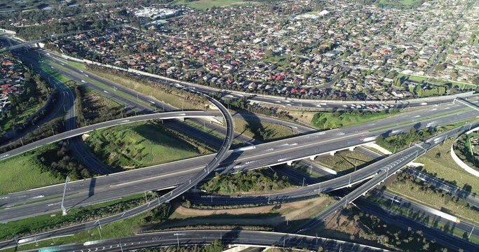 Hyperlapse captured of major highway interchange showing the speed of traffic on a summers afternoon.
