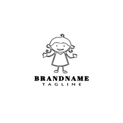 Fototapeta premium children logo cartoon icon design template black isolated simple illustration