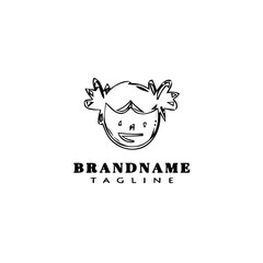 children logo cartoon icon design cute black isolated vector illustration