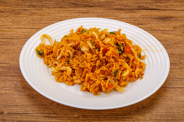 Asian cuisine - fried rice with prawn