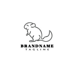 Fototapeta premium chinchilla cartoon logo icon design template black isolated flat illustration