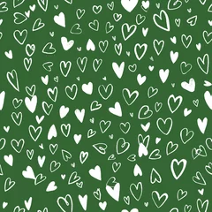 Gordijnen Groen naadloos patroon met hartjes © masha_llustra