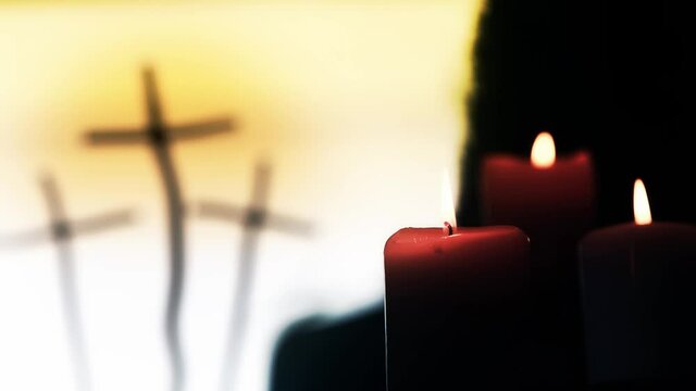 This is a video of the Christmas Church's sparkling Christmas tree and candles, and the love through Jesus who saved us, the grace of the cross and meditation.