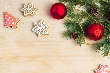 Making gingerbread. Cooking Christmas food. Traditional holiday hand made cookie