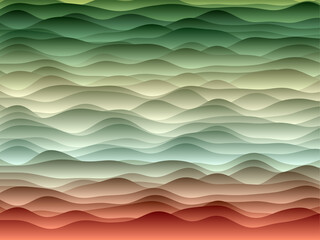 Obraz premium Abstract curves background. Smooth curves with gradients in red and green colors. Amazing vector illustration.