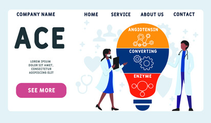 ACE - Angiotensin Converting Enzyme acronym. business concept background.  vector illustration concept with keywords and icons. lettering illustration with icons for web banner, flyer, landing  