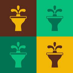 Pop art Fountain icon isolated on color background. Vector
