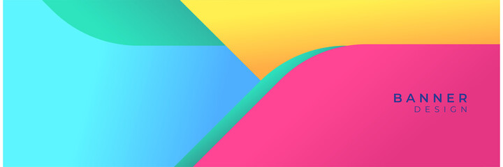 Colorful green red yellow cyan banner template. Abstract web banner design. Header, landing page web design elements.