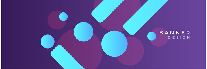 Colorful blue purple banner template. Abstract web banner design. Header, landing page web design elements.
