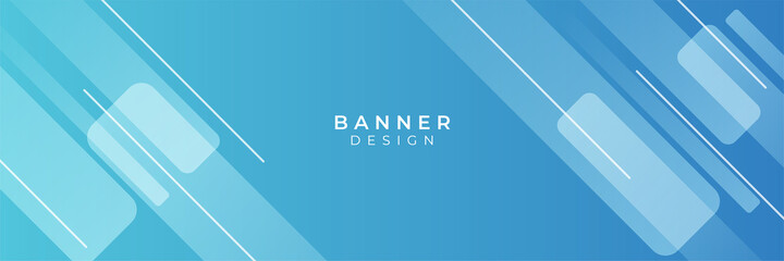 Colorful blue banner template. Abstract web banner design. Header, landing page web design elements.
