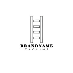 wooden ladder logo cartoon icon design template black isolated vector cute
