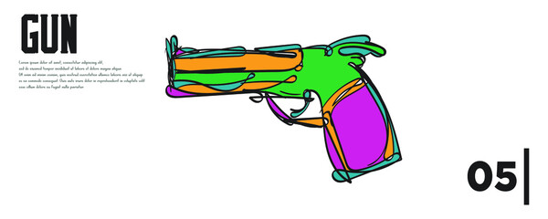 vector continue line gun . vector line illustration of a gun in modern colors. suitable for banners, promotions, book covers, covers.