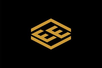 Letter E logo design vector. EE monogram outline logo symbol.