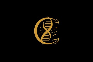 DNA spiral logo design vector. Helix molecule abstract design.