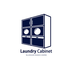 laundry cabinet logo. vector illustration of a cabinet with a washing machine.abstract combination of washing machine logos in the cabinet