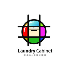 laundry cabinet logo. vector illustration of a cabinet with a washing machine.abstract combination of washing machine logos in the cabinet