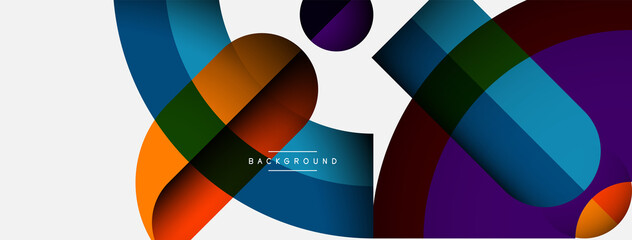 Fototapeta premium Geometric abstract background. Round shapes, circles, lines composition for wallpaper banner background or landing page