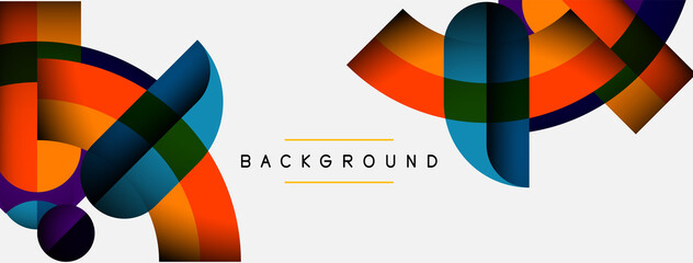 Fototapeta premium Geometric abstract background. Round shapes, circles, lines composition for wallpaper banner background or landing page