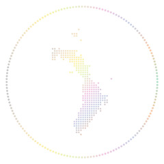 Fototapeta premium Lord Howe Island digital badge. Dotted style map of Lord Howe Island in a circle. Tech icon of the island with gradiented dots. Captivating vector illustration.