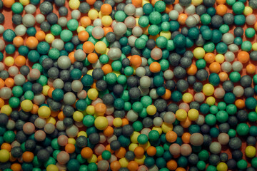 Background of colorful balls. top view.