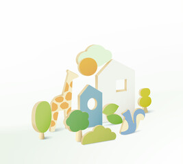 Minimal nature background mock up with podium for product display. 3d rendering.