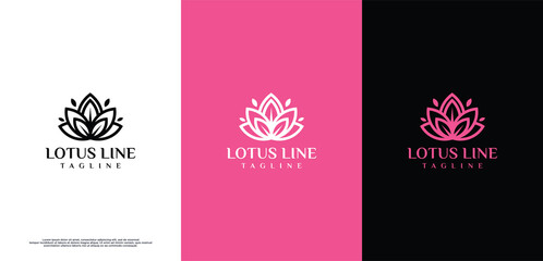 Feminine luxury lotus flower logo design template.
