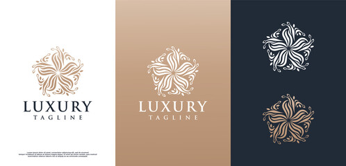 Luxurious beauty flower design logo template.