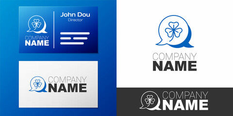 Obraz premium Logotype Clover trefoil leaf icon isolated on white background. Happy Saint Patricks day. National Irish holiday. Logo design template element. Vector