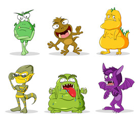 Collection of cute character monsters