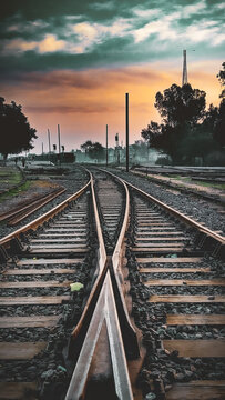 railroad tracks in the morning