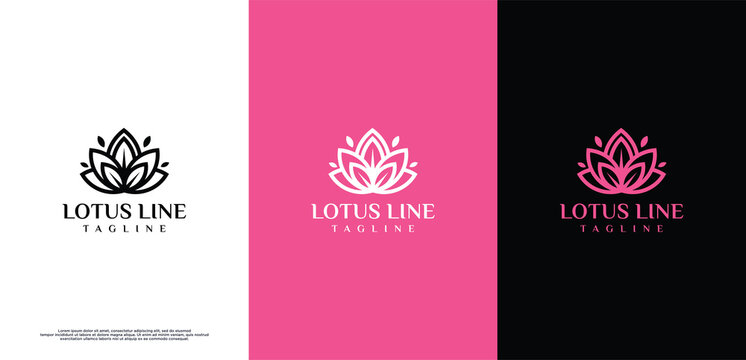 Feminine luxury lotus flower logo design template.
