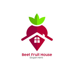 beet and house logo.combination of beetroot vector with house icon.suitable for real estate,housing,beet themed