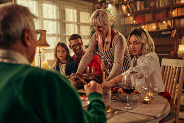 Three generations family gathered for christmas holiday