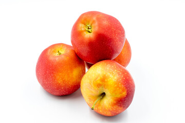 Red apple on a white background. In combination with a ripe apple shade. close-up