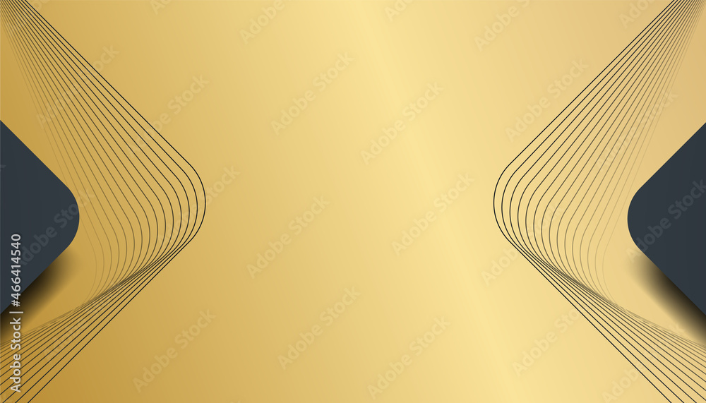 Poster abstract luxurious black gold background. modern dark banner template vector with geometric shape pa